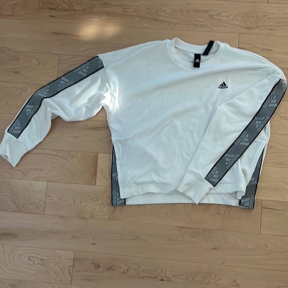 Womens medium white adidas crop sweater